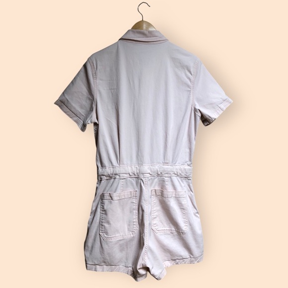 Levi’s Utility Tie Waist Romper Shorts One Piece Light Pink Button Front Women M - Picture 9 of 16
